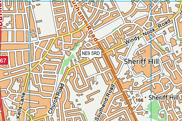 NE9 5RD map - OS VectorMap District (Ordnance Survey)