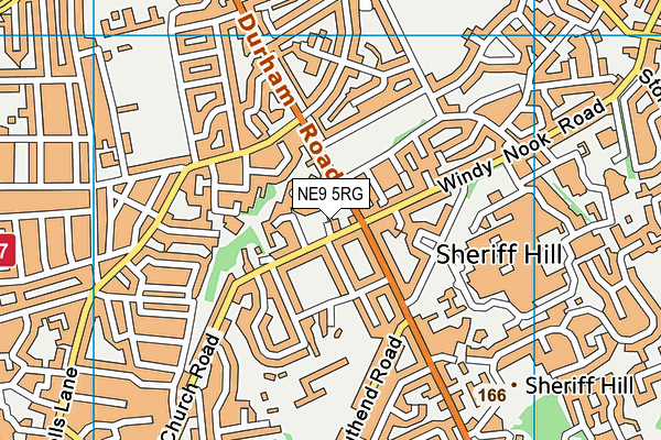 NE9 5RG map - OS VectorMap District (Ordnance Survey)