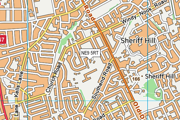 NE9 5RT map - OS VectorMap District (Ordnance Survey)