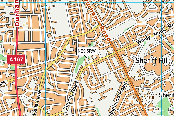 NE9 5RW map - OS VectorMap District (Ordnance Survey)