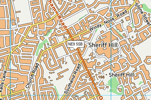 NE9 5SB map - OS VectorMap District (Ordnance Survey)