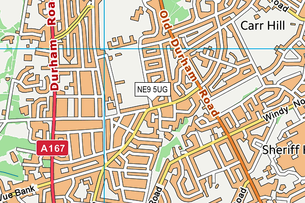 NE9 5UG map - OS VectorMap District (Ordnance Survey)