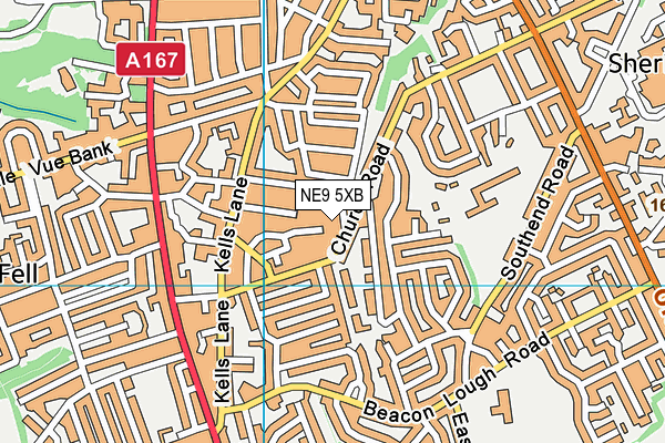 NE9 5XB map - OS VectorMap District (Ordnance Survey)