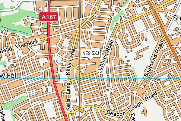 NE9 5XJ map - OS VectorMap District (Ordnance Survey)