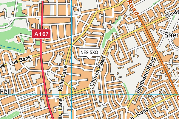 NE9 5XQ map - OS VectorMap District (Ordnance Survey)