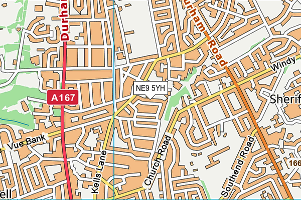 NE9 5YH map - OS VectorMap District (Ordnance Survey)