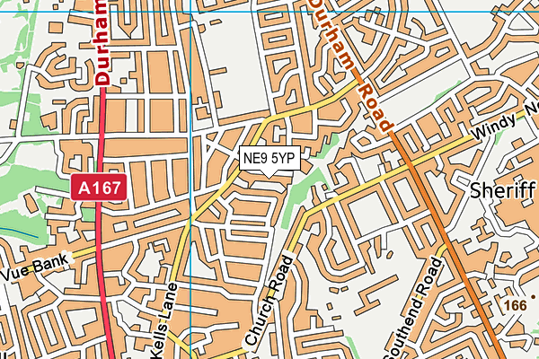 NE9 5YP map - OS VectorMap District (Ordnance Survey)