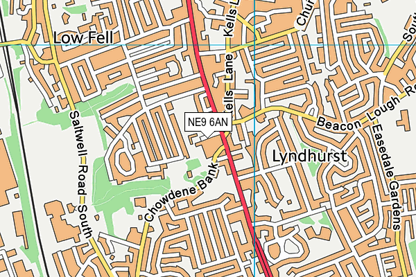 NE9 6AN map - OS VectorMap District (Ordnance Survey)