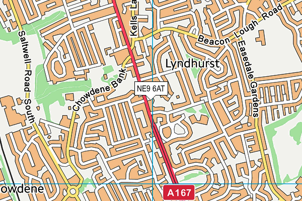 NE9 6AT map - OS VectorMap District (Ordnance Survey)