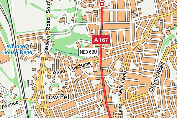 NE9 6BU map - OS VectorMap District (Ordnance Survey)