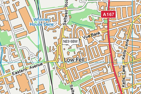 NE9 6BW map - OS VectorMap District (Ordnance Survey)