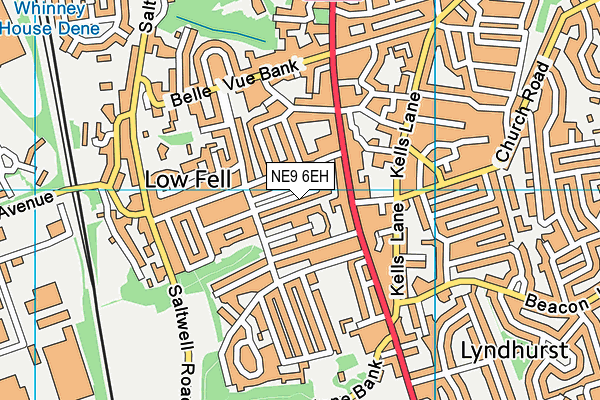 NE9 6EH map - OS VectorMap District (Ordnance Survey)