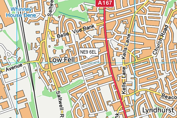 NE9 6EL map - OS VectorMap District (Ordnance Survey)