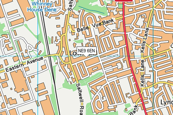 NE9 6EN map - OS VectorMap District (Ordnance Survey)