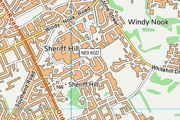 NE9 6GD map - OS VectorMap District (Ordnance Survey)
