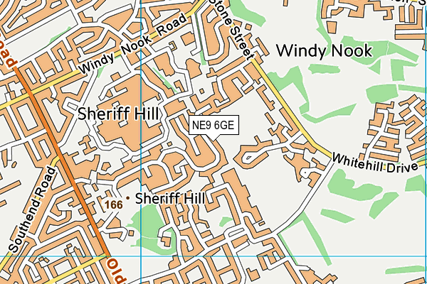 NE9 6GE map - OS VectorMap District (Ordnance Survey)