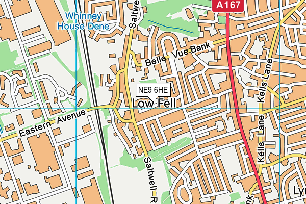 NE9 6HE map - OS VectorMap District (Ordnance Survey)