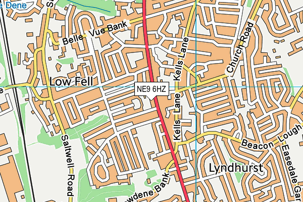 NE9 6HZ map - OS VectorMap District (Ordnance Survey)