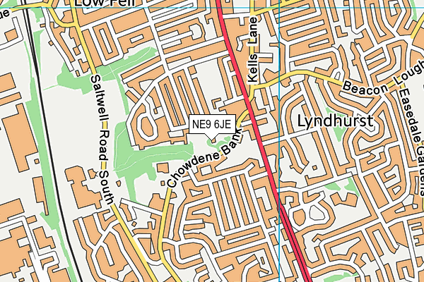 NE9 6JE map - OS VectorMap District (Ordnance Survey)