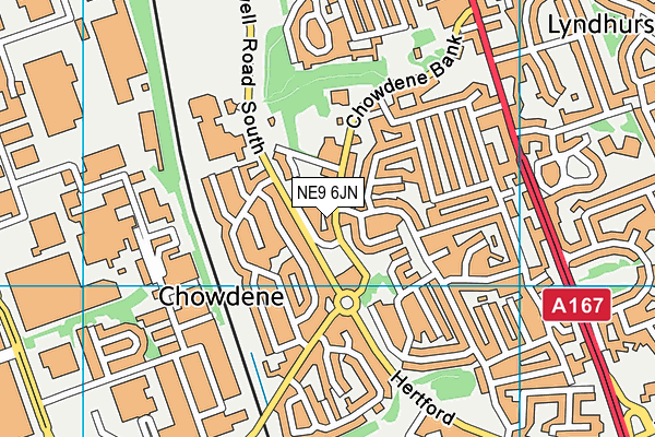 NE9 6JN map - OS VectorMap District (Ordnance Survey)