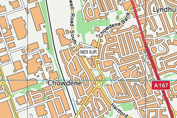 NE9 6JR map - OS VectorMap District (Ordnance Survey)