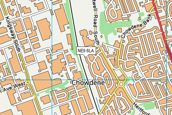NE9 6LA map - OS VectorMap District (Ordnance Survey)