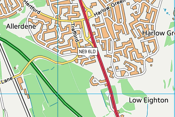 NE9 6LD map - OS VectorMap District (Ordnance Survey)