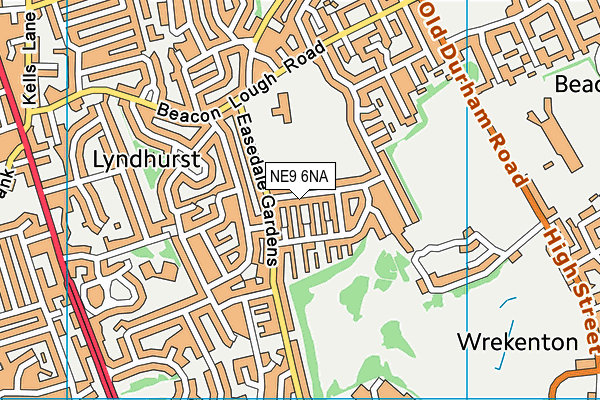 NE9 6NA map - OS VectorMap District (Ordnance Survey)