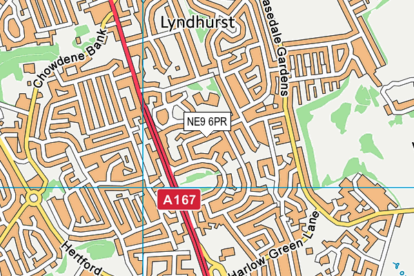 NE9 6PR map - OS VectorMap District (Ordnance Survey)