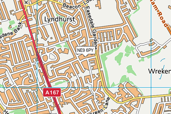 NE9 6PY map - OS VectorMap District (Ordnance Survey)