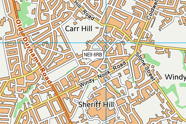 NE9 6RB map - OS VectorMap District (Ordnance Survey)