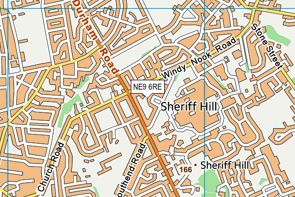 NE9 6RE map - OS VectorMap District (Ordnance Survey)