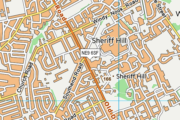 NE9 6SF map - OS VectorMap District (Ordnance Survey)