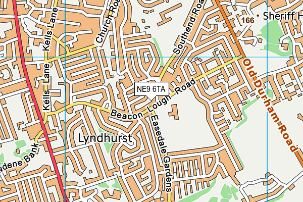 Lyndhurst Centre (Closed) map (NE9 6TA) - OS VectorMap District (Ordnance Survey)