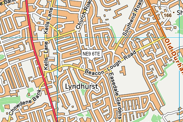 NE9 6TE map - OS VectorMap District (Ordnance Survey)