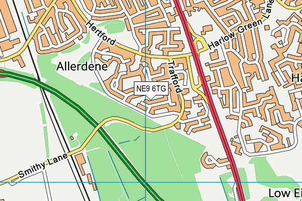 NE9 6TG map - OS VectorMap District (Ordnance Survey)