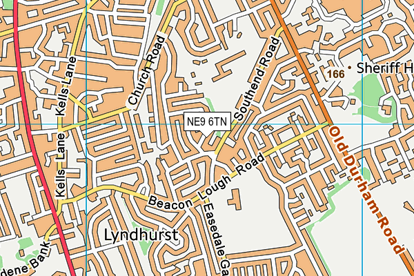 NE9 6TN map - OS VectorMap District (Ordnance Survey)
