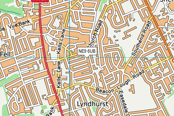 NE9 6UB map - OS VectorMap District (Ordnance Survey)