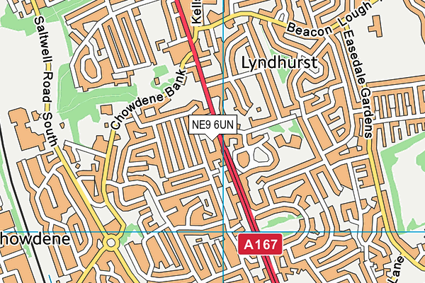 NE9 6UN map - OS VectorMap District (Ordnance Survey)