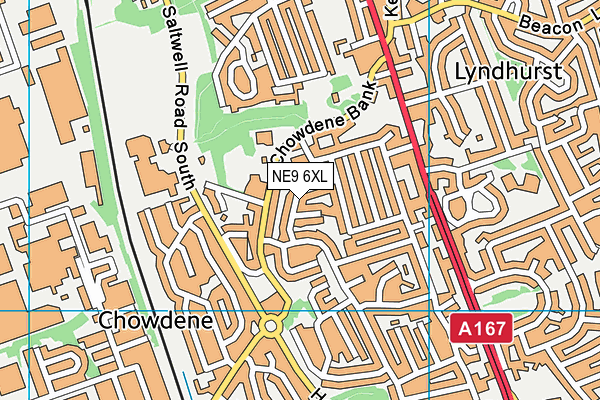 NE9 6XL map - OS VectorMap District (Ordnance Survey)