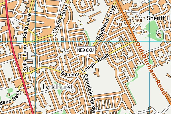 NE9 6XU map - OS VectorMap District (Ordnance Survey)