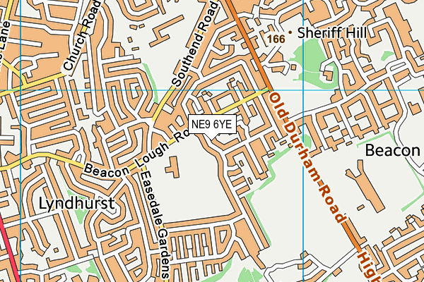 NE9 6YE map - OS VectorMap District (Ordnance Survey)