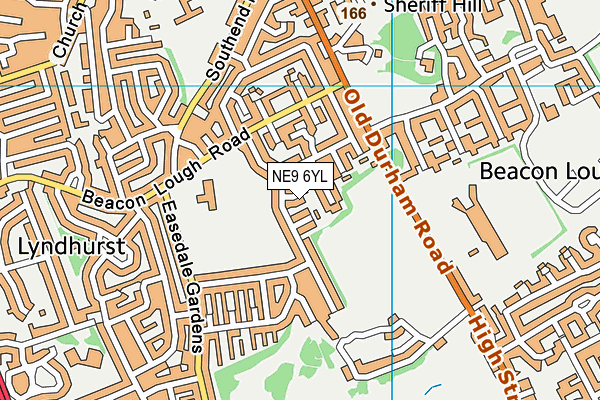NE9 6YL map - OS VectorMap District (Ordnance Survey)