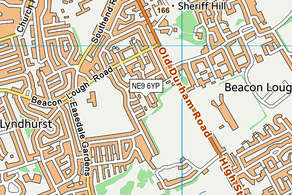 NE9 6YP map - OS VectorMap District (Ordnance Survey)