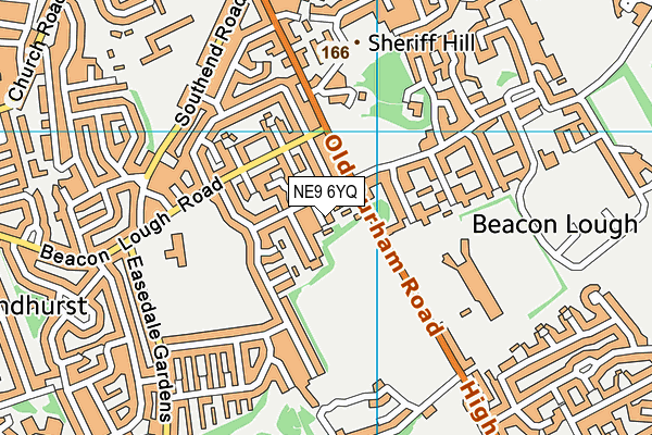 NE9 6YQ map - OS VectorMap District (Ordnance Survey)