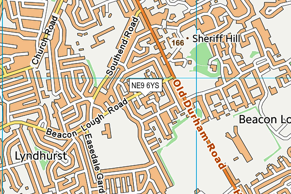 NE9 6YS map - OS VectorMap District (Ordnance Survey)