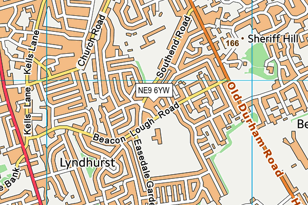 NE9 6YW map - OS VectorMap District (Ordnance Survey)