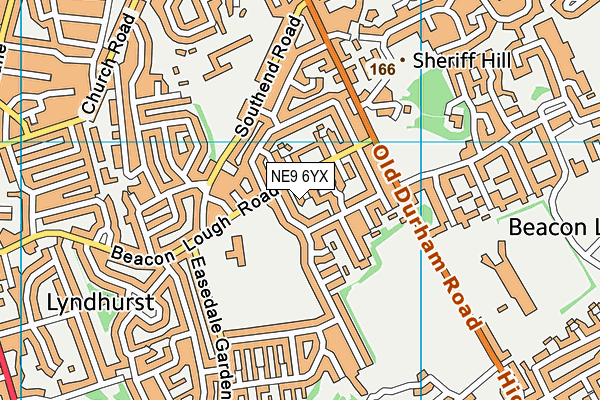 NE9 6YX map - OS VectorMap District (Ordnance Survey)