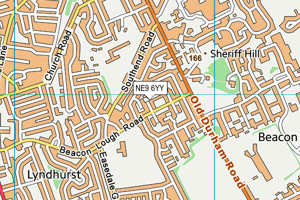 NE9 6YY map - OS VectorMap District (Ordnance Survey)