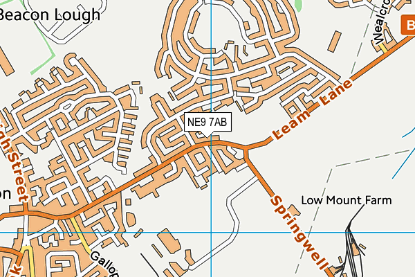 NE9 7AB map - OS VectorMap District (Ordnance Survey)